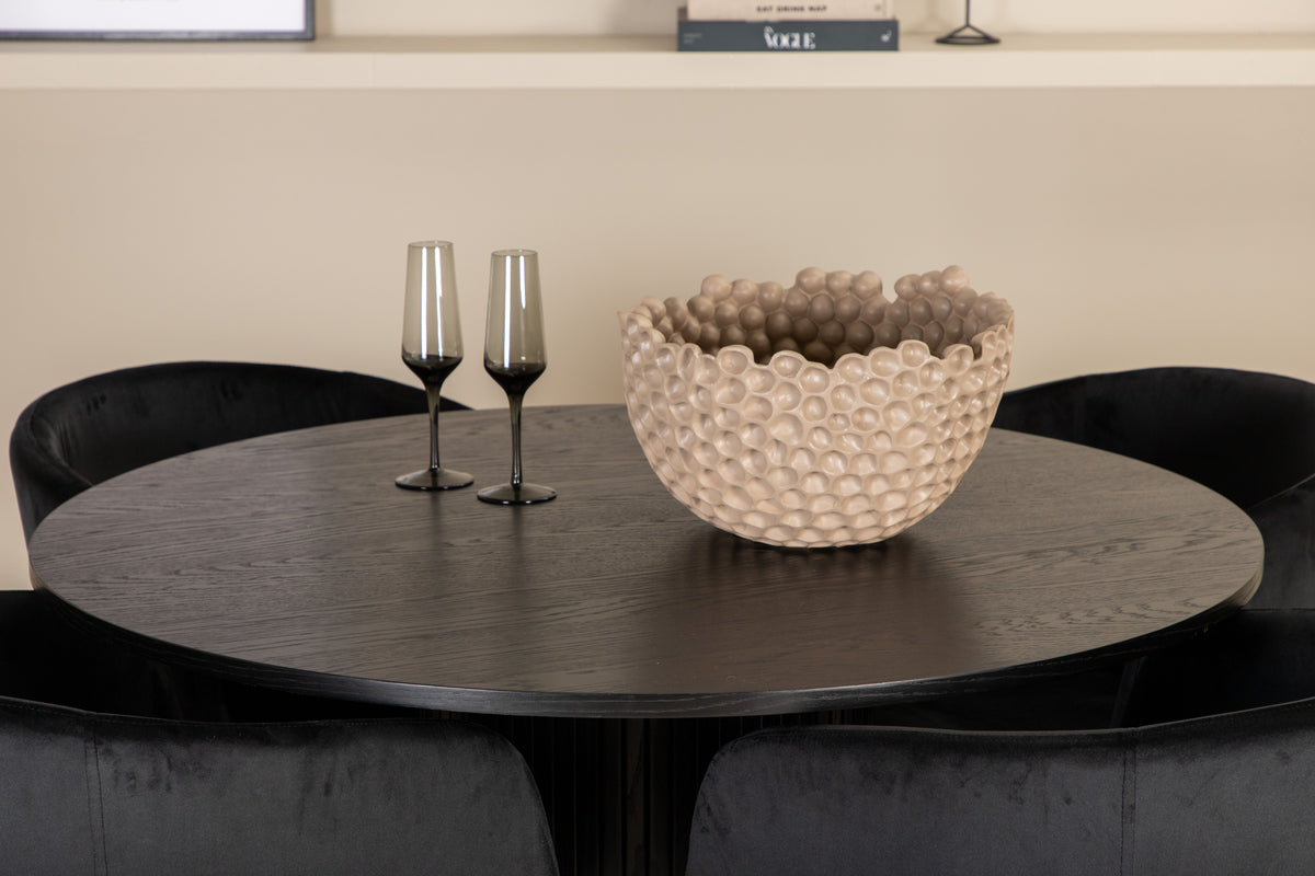 Venture Design Berit & Bianca Matstolar Svart + Runda Matbord ⌀110 Svart