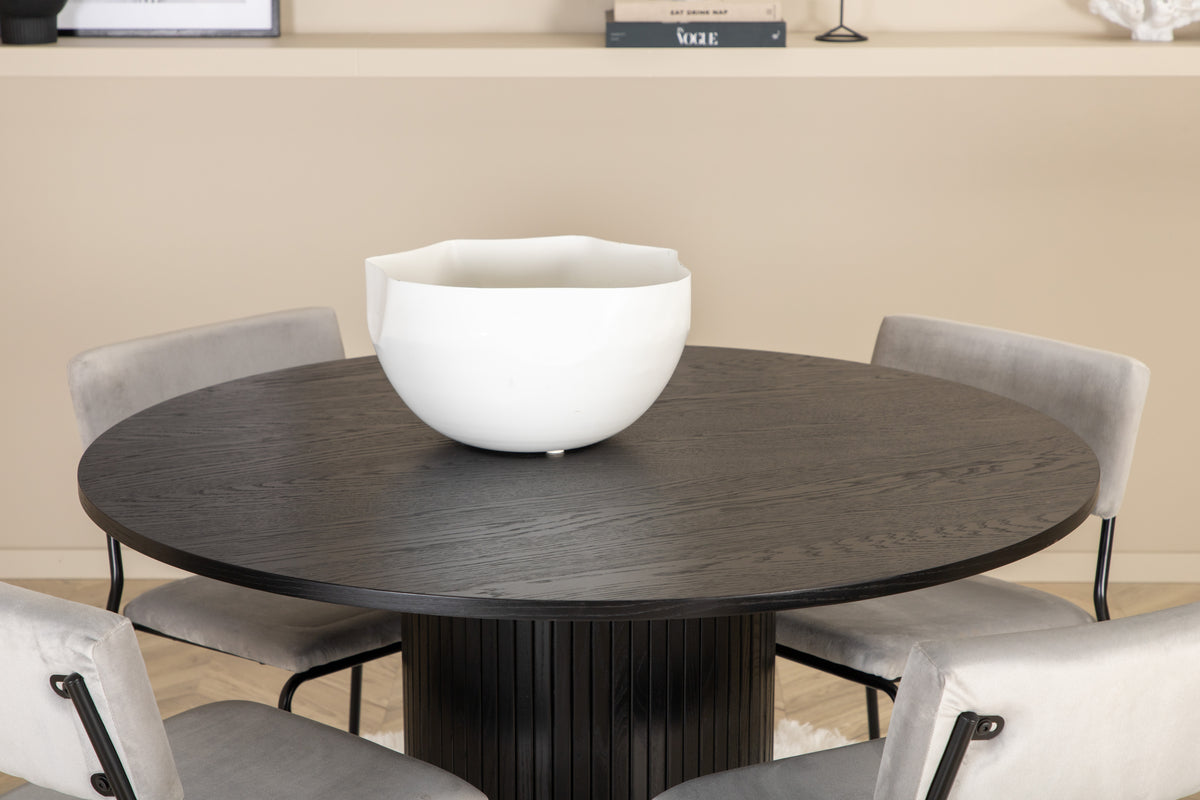 Venture Design Kenth & Bianca Matstolar 2-pack Grå + Runda Matbord ⌀110 Svart