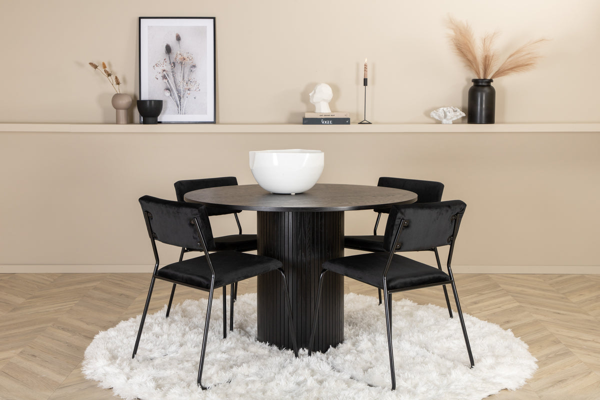Venture Design Kenth & Bianca Matstolar Svart + Matbord ⌀110
