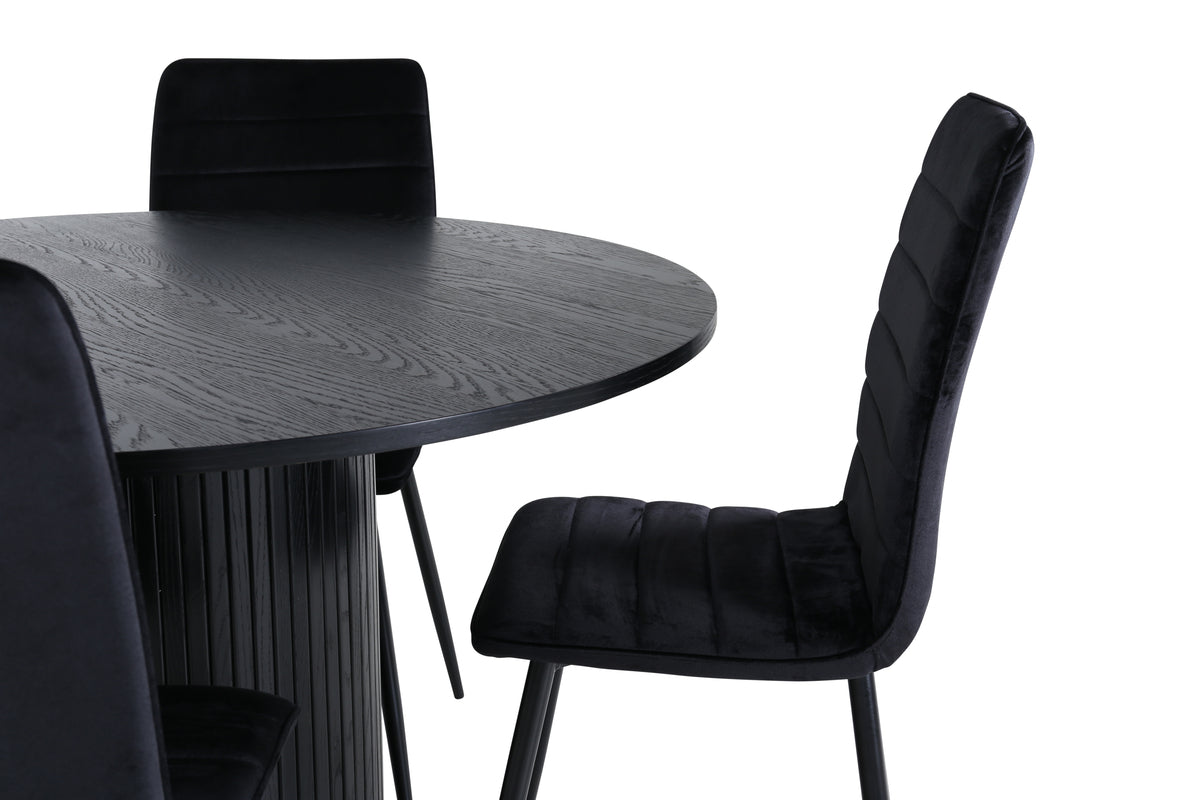 Venture Design Bianca & Windu Matbord ⌀110 + Matstolar Svart