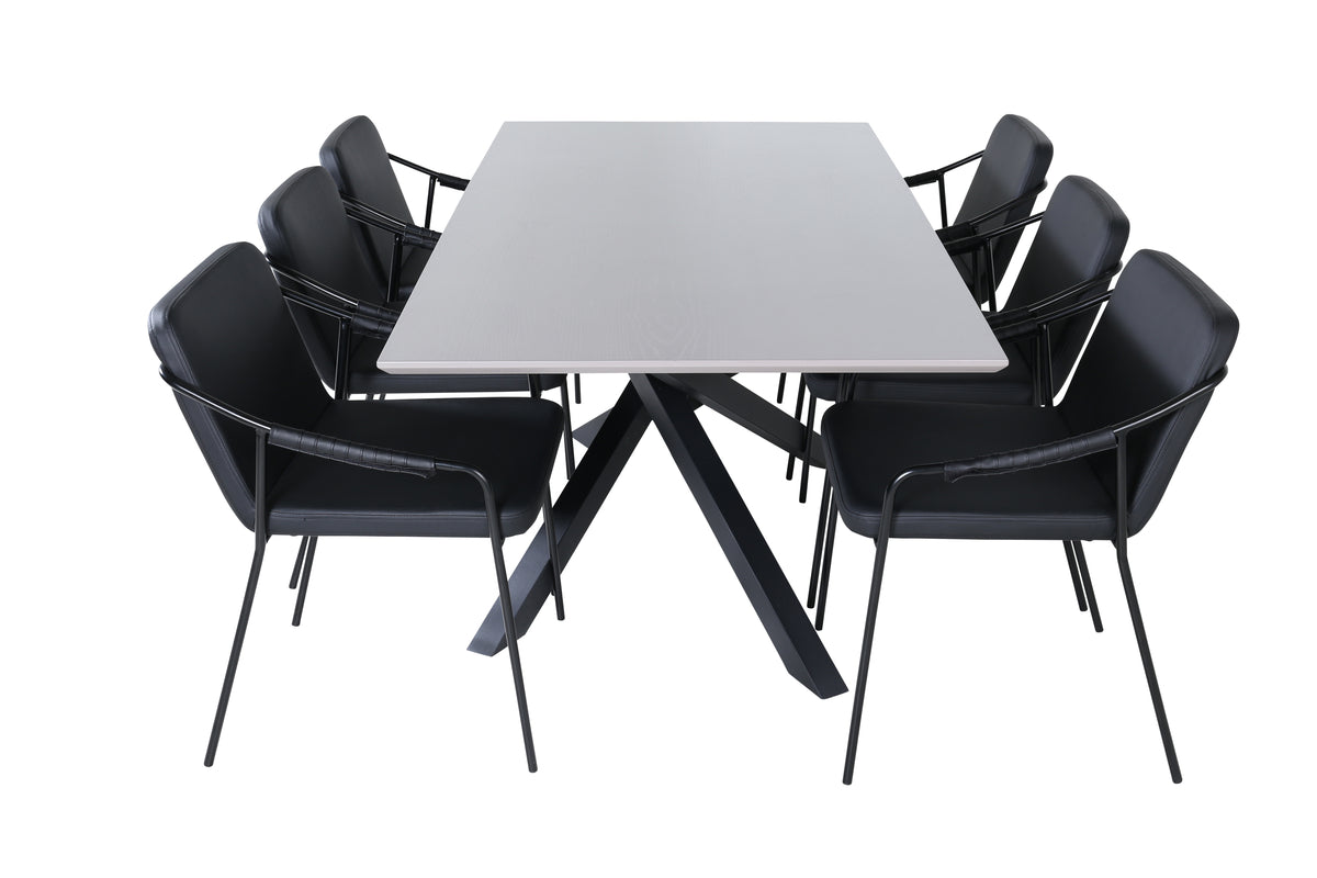 Venture Design Tvist & Piazza Matstolar Svart + Matbord 90x180