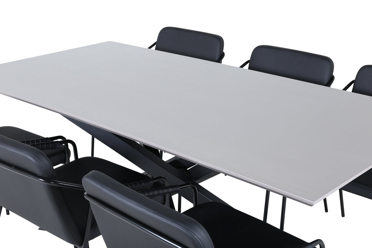 Venture Design Tvist & Piazza Matstolar Svart + Matbord 90x180