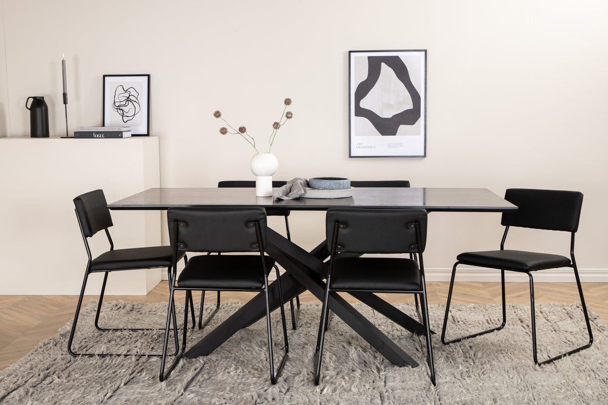 Venture Design Kenth & Piazza Matstolar Svart + Matbord 90x180