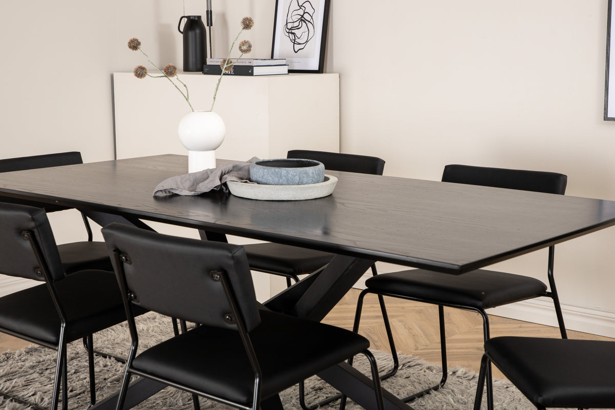 Venture Design Kenth & Piazza Matstolar Svart + Matbord 90x180