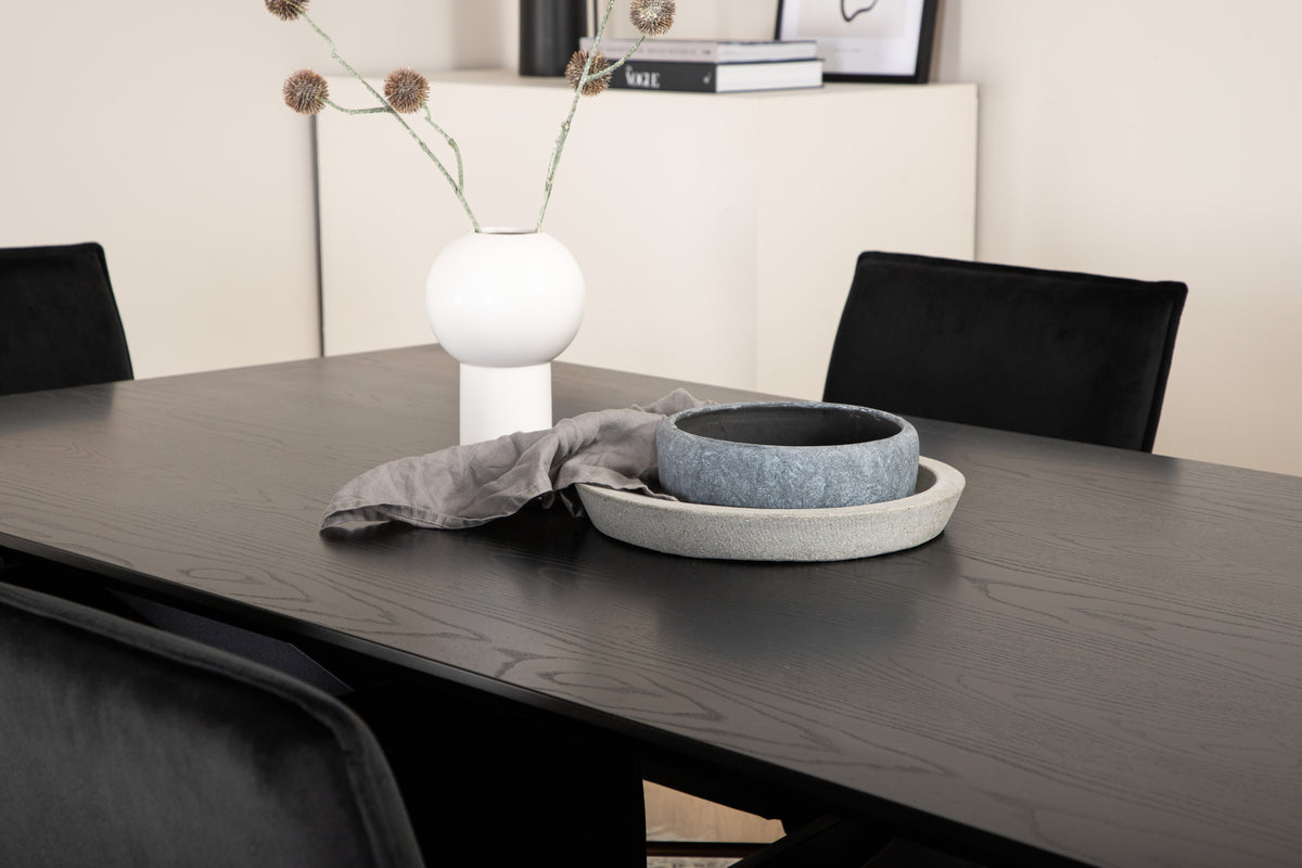 Venture Design Petra & Piazza Matstolar Svart + Rektangulära Matbord 180 x 90 Svart