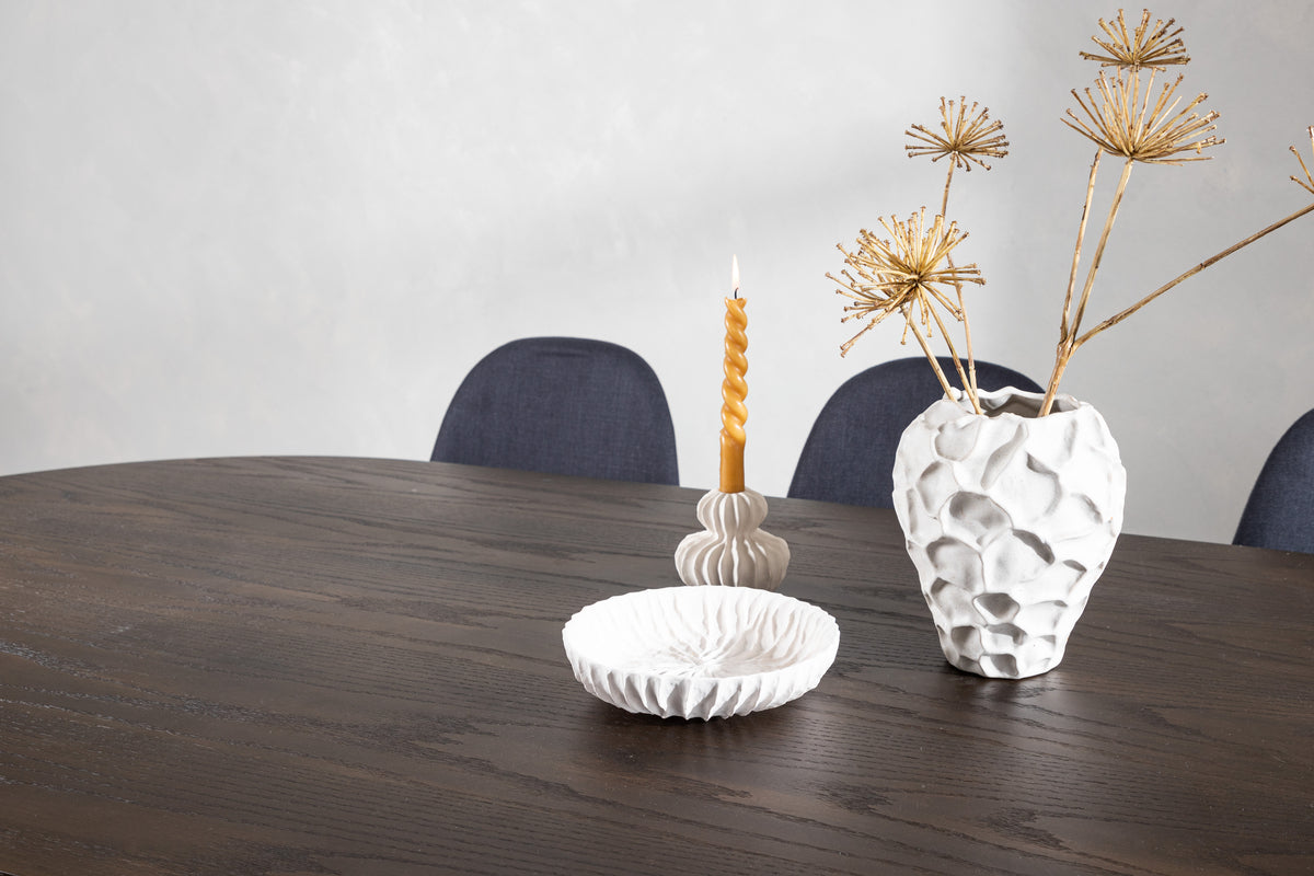 Venture Design Polar & Stone Matstolar 2-pack Svart + Ovala Matbord 220 x 100 Mocka