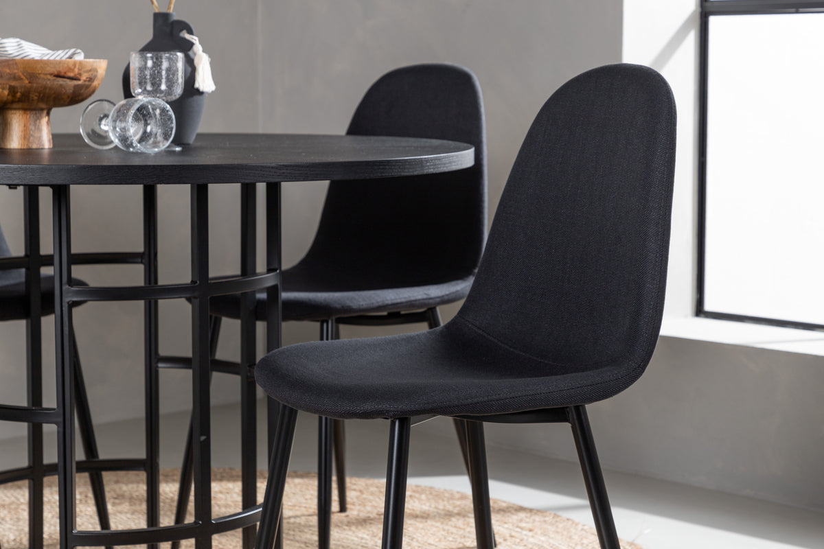Venture Design Polar & Copenhagen Matstolar 2-pack Svart + Runda Matbord ⌀115 Svart