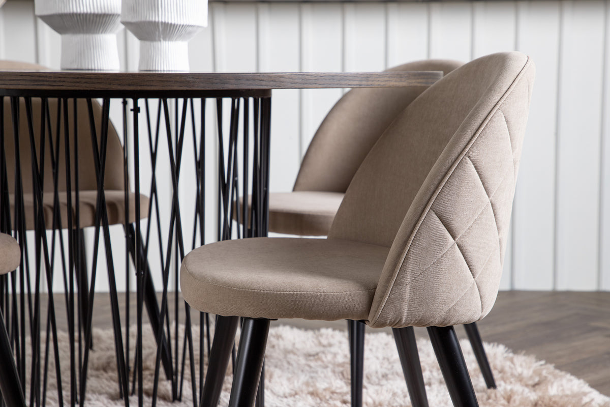 Venture Design Velvet & Stone Matstolar 2-pack Beige + Runda Matbord ⌀120 Mocka