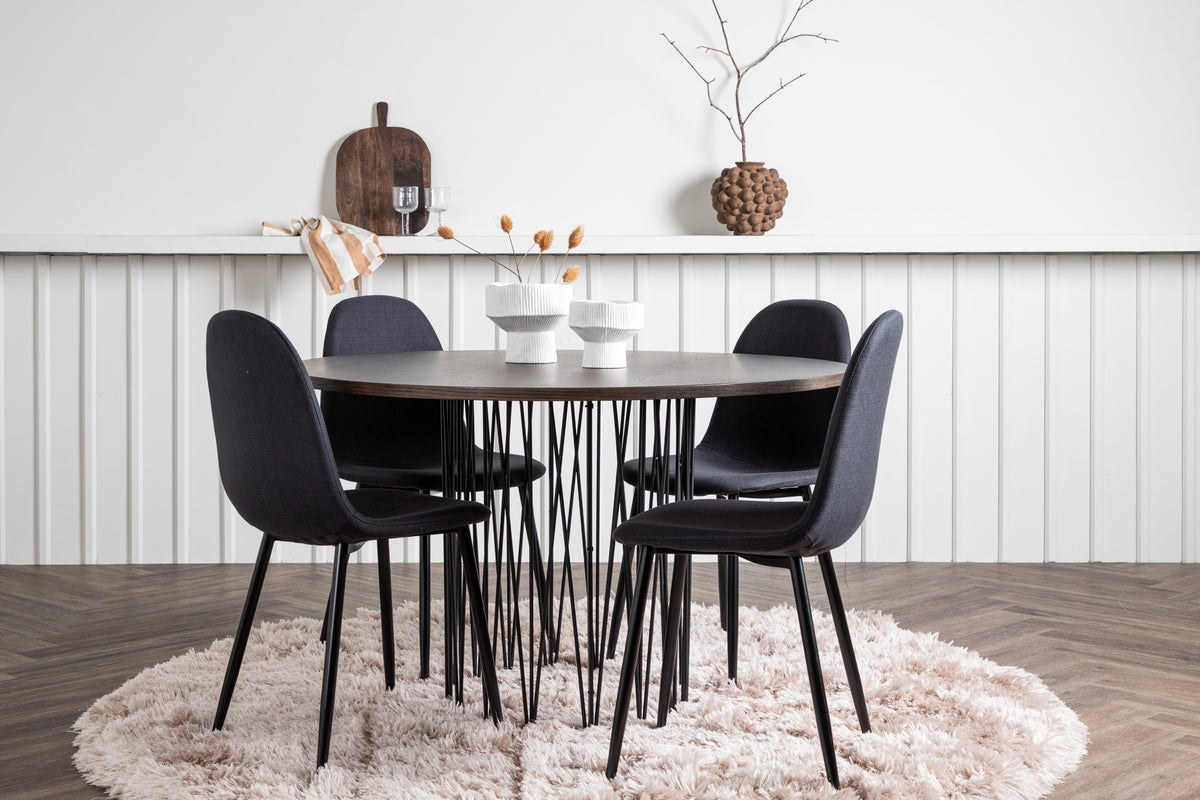 Venture Design Polar & Stone Matstolar 2-pack Svart + Runda Matbord ⌀120 Mocka