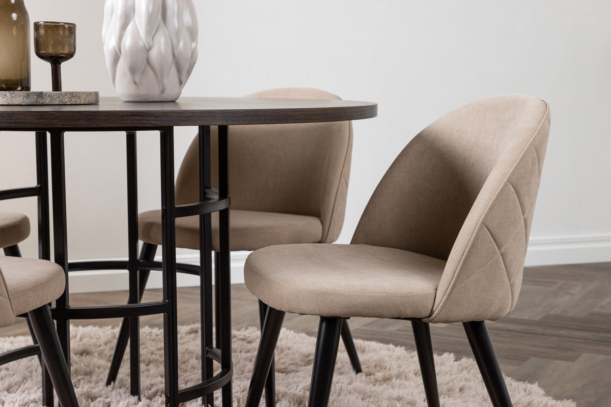 Venture Design Velvet & Copenhagen Matstolar 2-pack Beige + Runda Matbord ⌀115 Mocka
