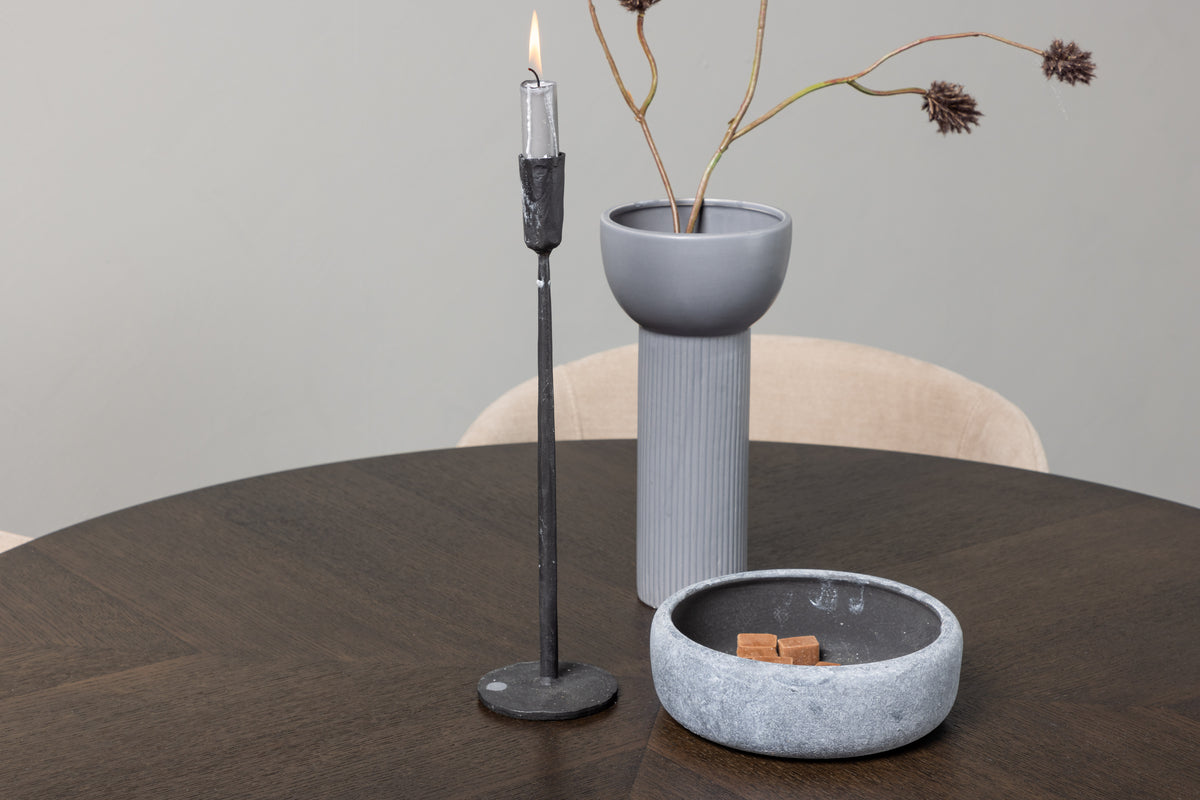 Venture Design Berit & Copenhagen Matstolar Beige + Runda Matbord ⌀115 Mocka