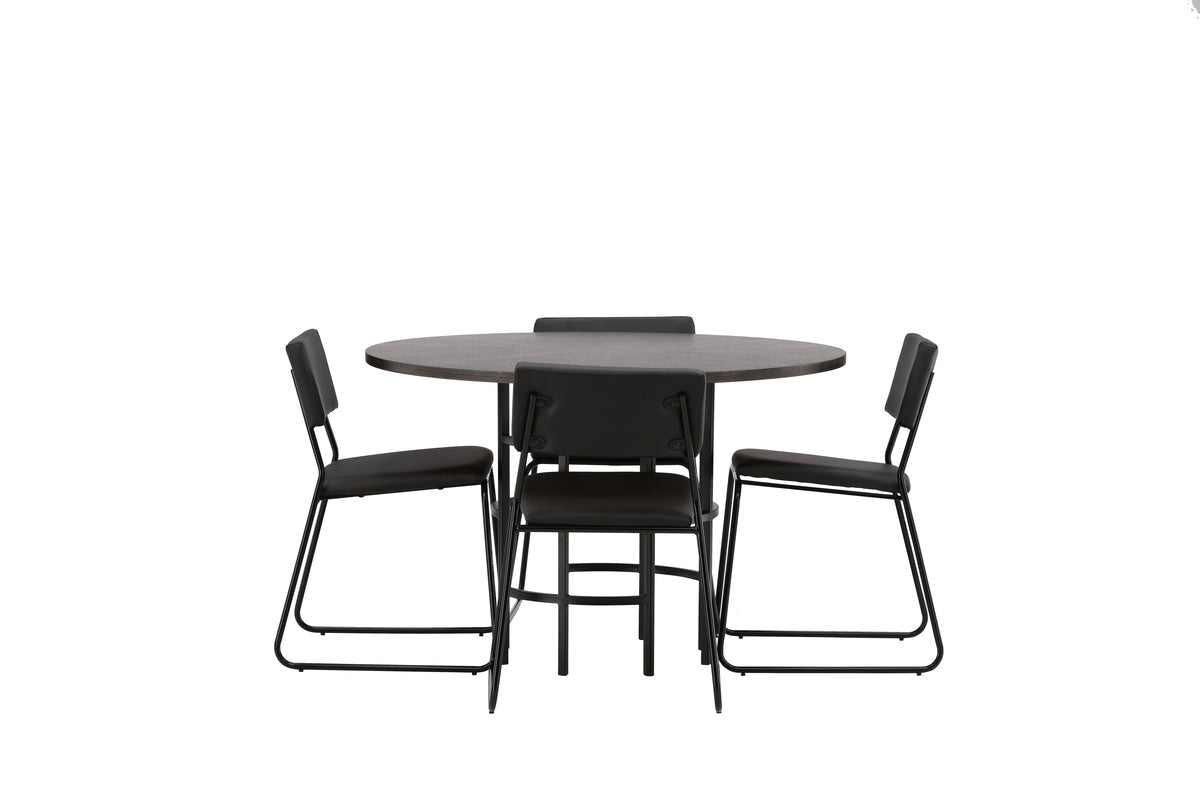 Venture Design Kenth & Copenhagen Matstolar 2-pack Svart + Runda Matbord ⌀115 Mocka