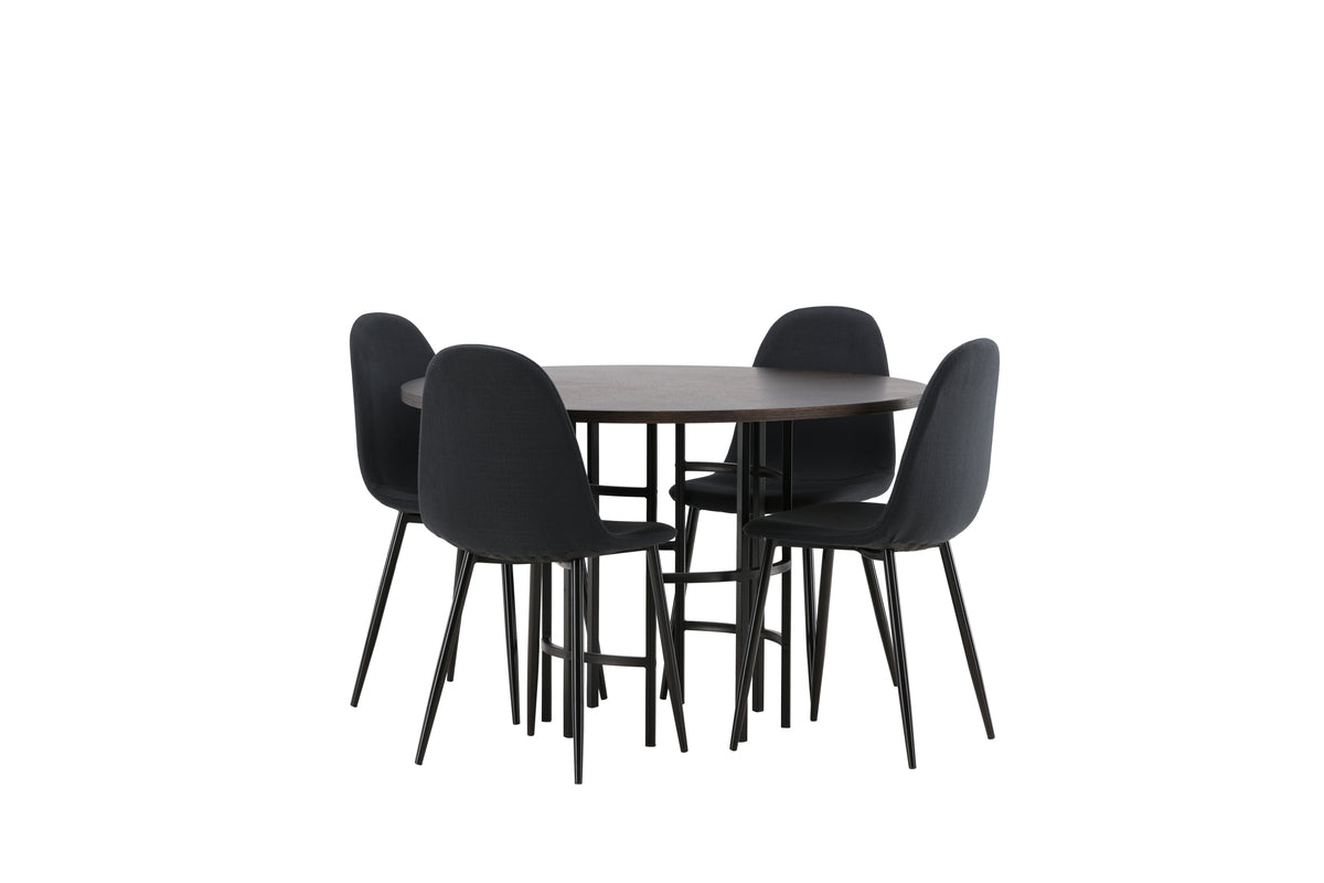 Venture Design Polar & Copenhagen Matstolar 2-pack Svart + Runda Matbord ⌀115 Mocka