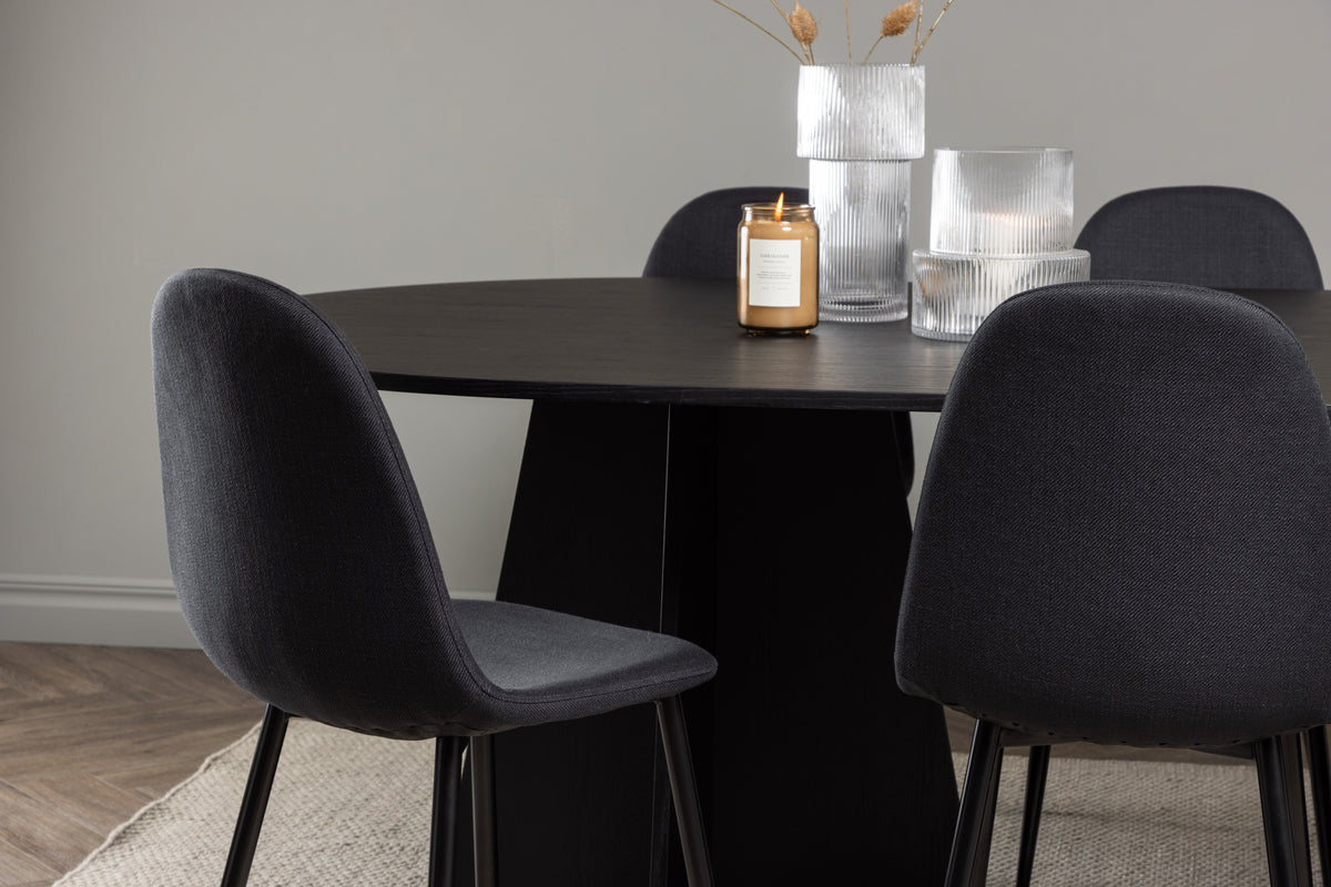 Venture Design Polar & Bootcut Matstolar 2-pack Svart + Ovala Matbord 230 x 115 Svart