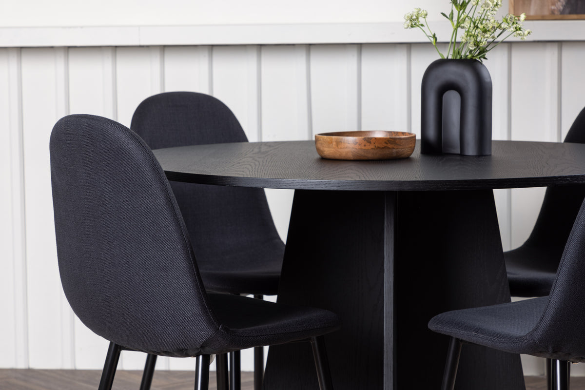 Venture Design Polar & Bootcut Matstolar 2-pack Svart + Runda Matbord ⌀110 Svart