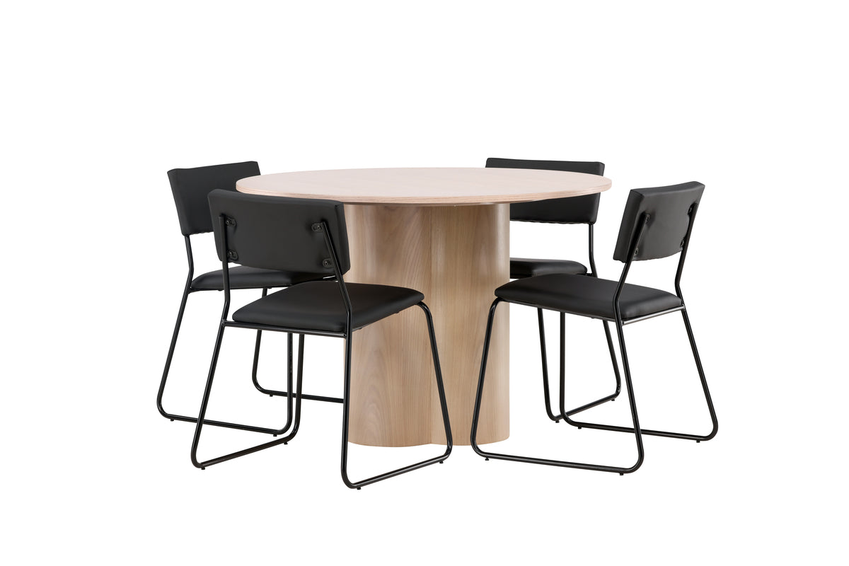 Venture Design Kenth & Olivia Matstolar 2-pack Svart + Runda Matbord ⌀110 Vitputsad