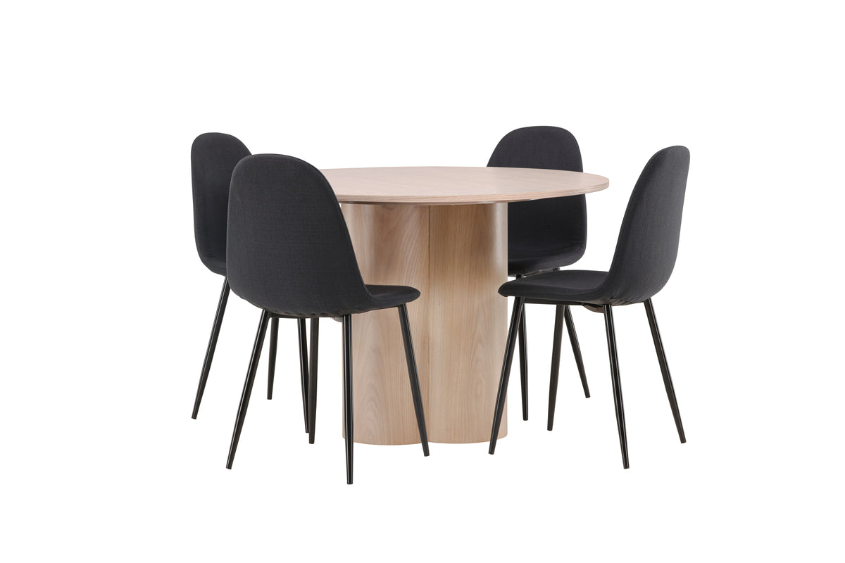 Venture Design Polar & Olivia Matstolar 2-pack Svart + Runda Matbord ⌀110 Vitputsad