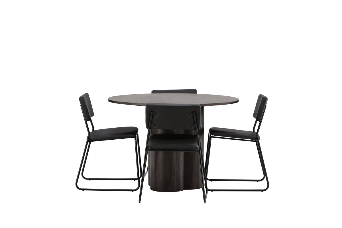 Venture Design Kenth & Olivia Matstolar 2-pack Svart + Runda Matbord ⌀110 Mocka