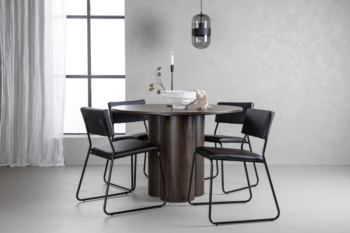 Venture Design Kenth & Olivia Matstolar 2-pack Svart + Runda Matbord ⌀110 Mocka