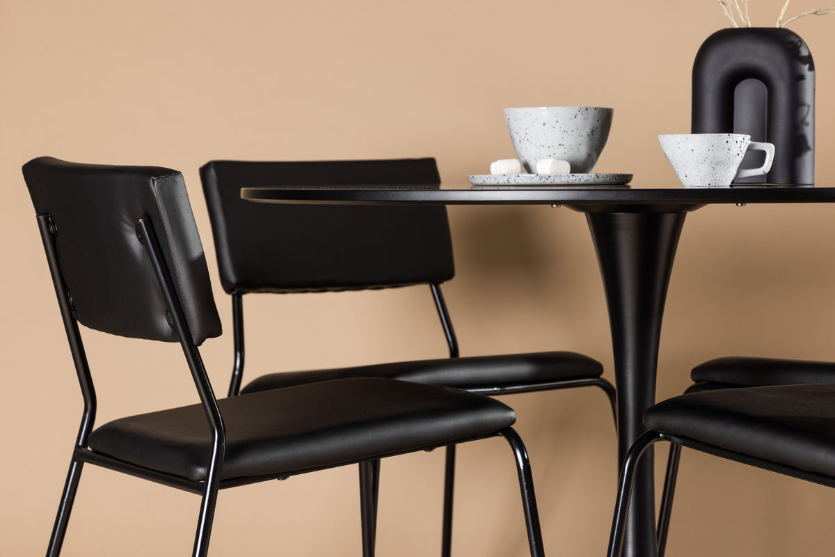 Venture Design Kenth & Glade Matstolar 2-pack Svart + Runda Matbord ⌀100 Svart