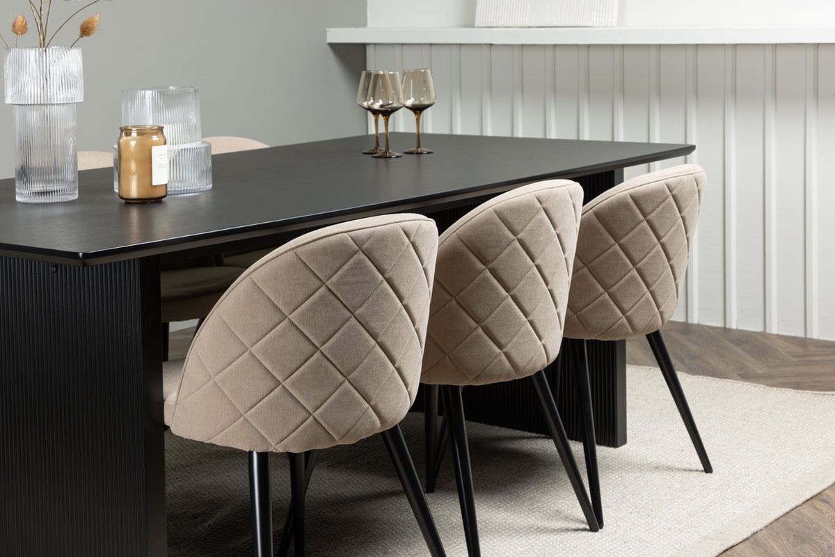 Venture Design Velvet & Vail Matstolar 2-pack Beige + Rektangulära Matbord 200 x 100 Svart