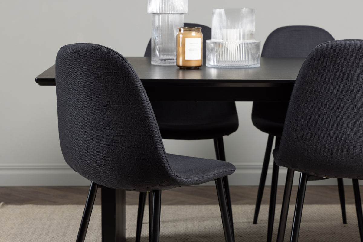 Venture Design Polar & Vail Matstolar 2-pack Svart + Rektangulära Matbord 200 x 100 Svart