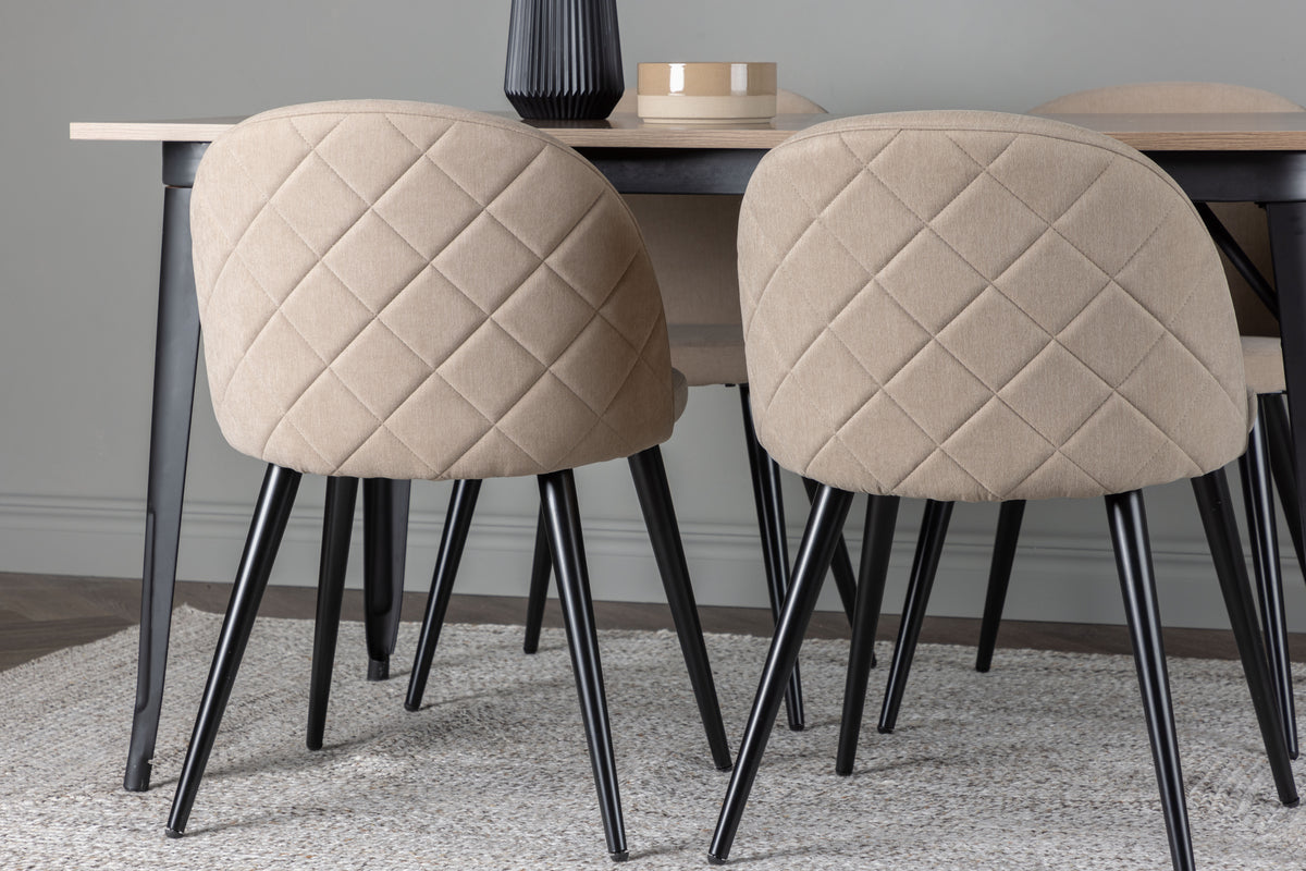 Venture Design Velvet & Tempe Matstolar 2-pack Beige + Rektangulära Matbord 140 x 80 Valnöt