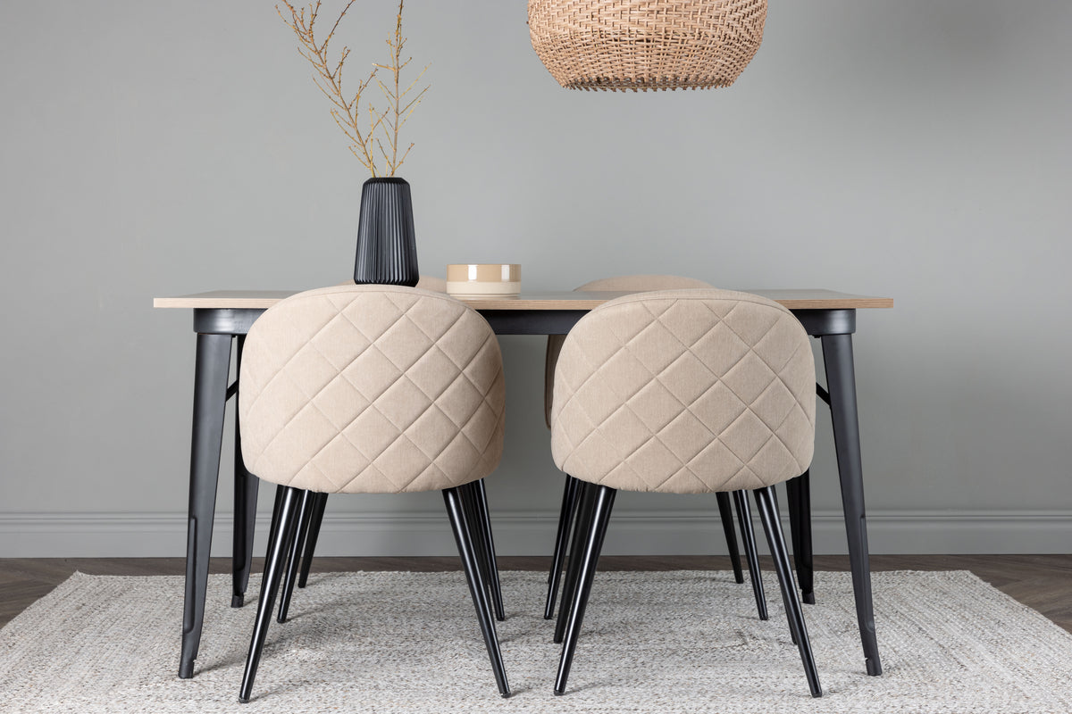 Venture Design Velvet & Tempe Matstolar 2-pack Beige + Rektangulära Matbord 140 x 80 Valnöt
