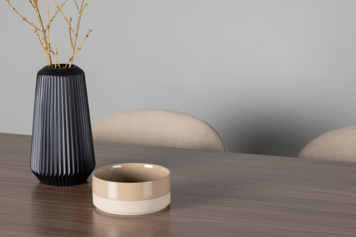 Venture Design Velvet & Tempe Matstolar 2-pack Beige + Rektangulära Matbord 140 x 80 Valnöt