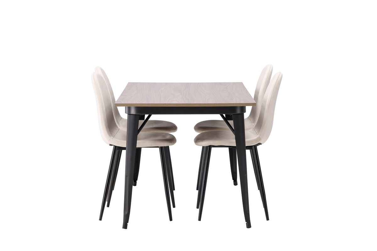 Venture Design Polar & Tempe Matstolar 2-pack Beige + Rektangulära Matbord 140 x 80 Valnöt