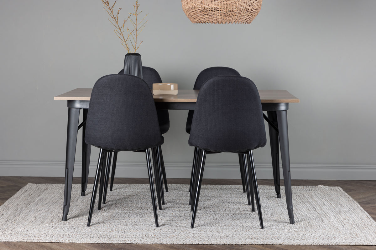Venture Design Polar & Tempe Matstolar 2-pack Svart + Rektangulära Matbord 140 x 80 Valnöt