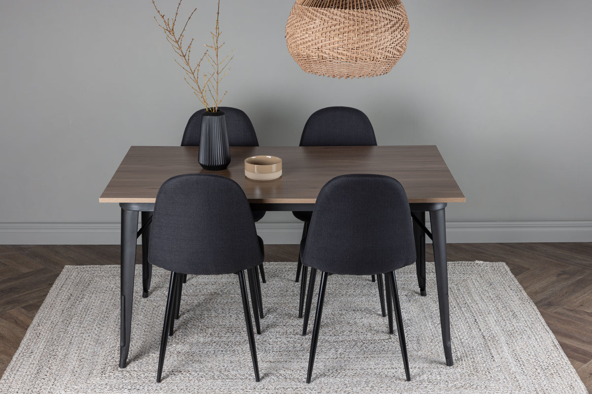 Venture Design Polar & Tempe Matstolar 2-pack Svart + Rektangulära Matbord 140 x 80 Valnöt