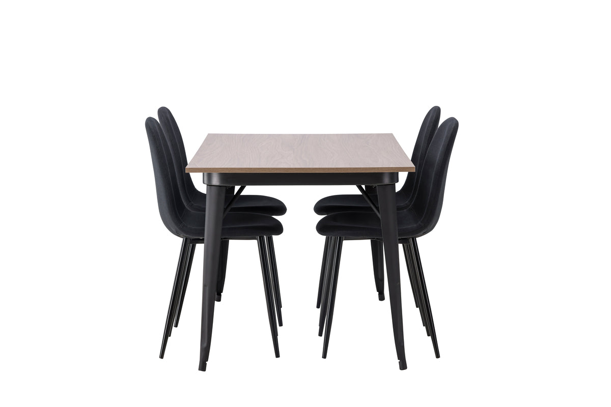 Venture Design Polar & Tempe Matstolar 2-pack Svart + Rektangulära Matbord 140 x 80 Valnöt