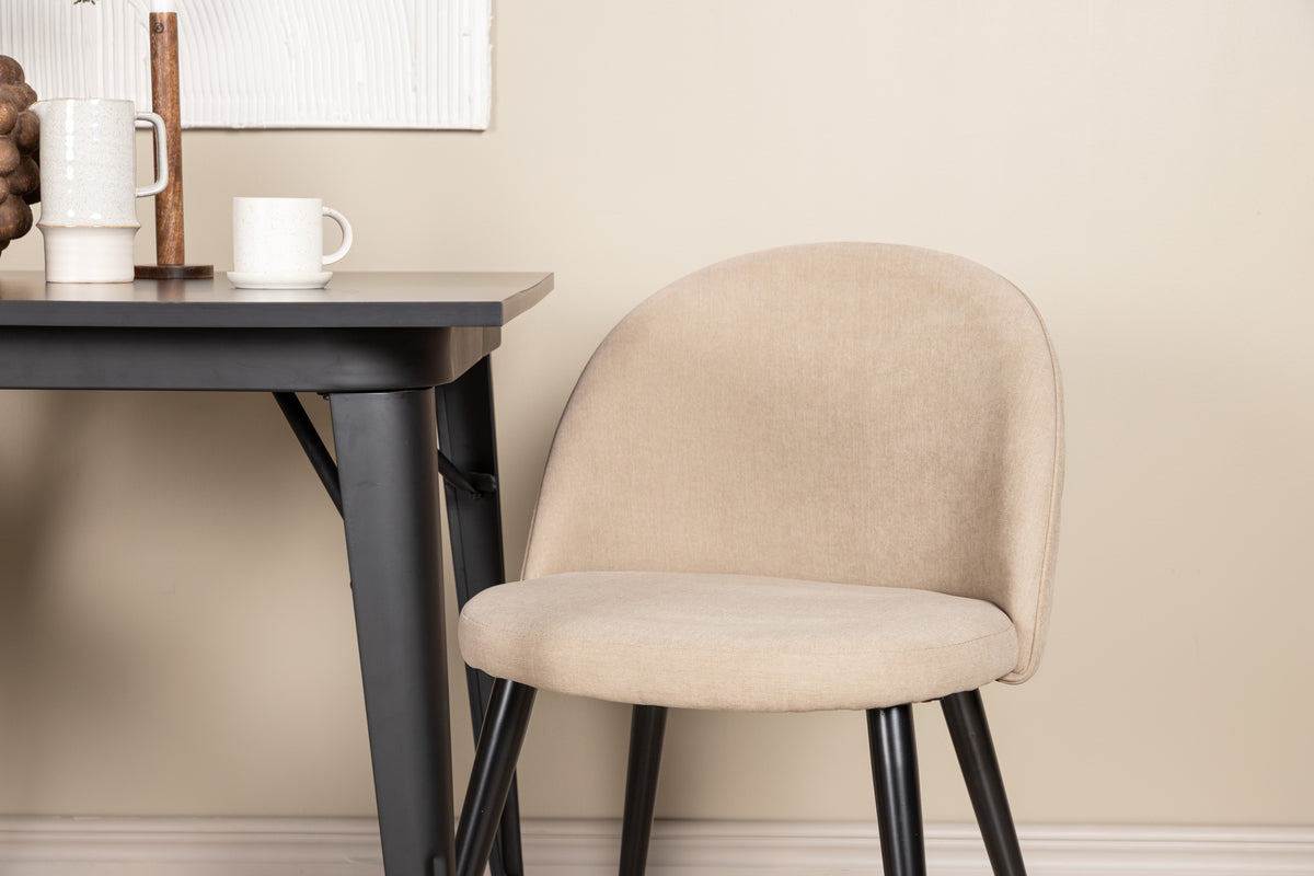 Venture Design Velvet & Tempe Matstolar 2-pack Beige + Rektangulära Matbord 80 x 80 Svart