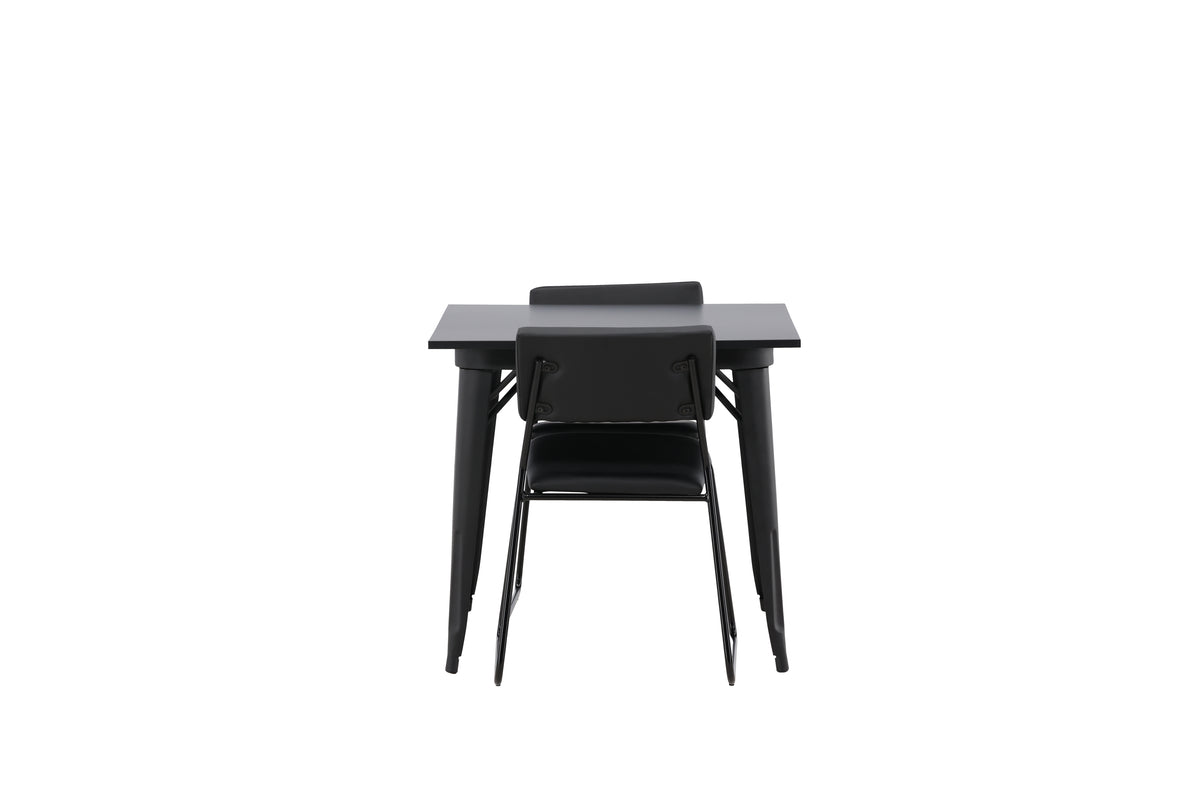 Venture Design Kenth & Tempe Matstolar 2-pack Svart + Rektangulära Matbord 80 x 80 Svart