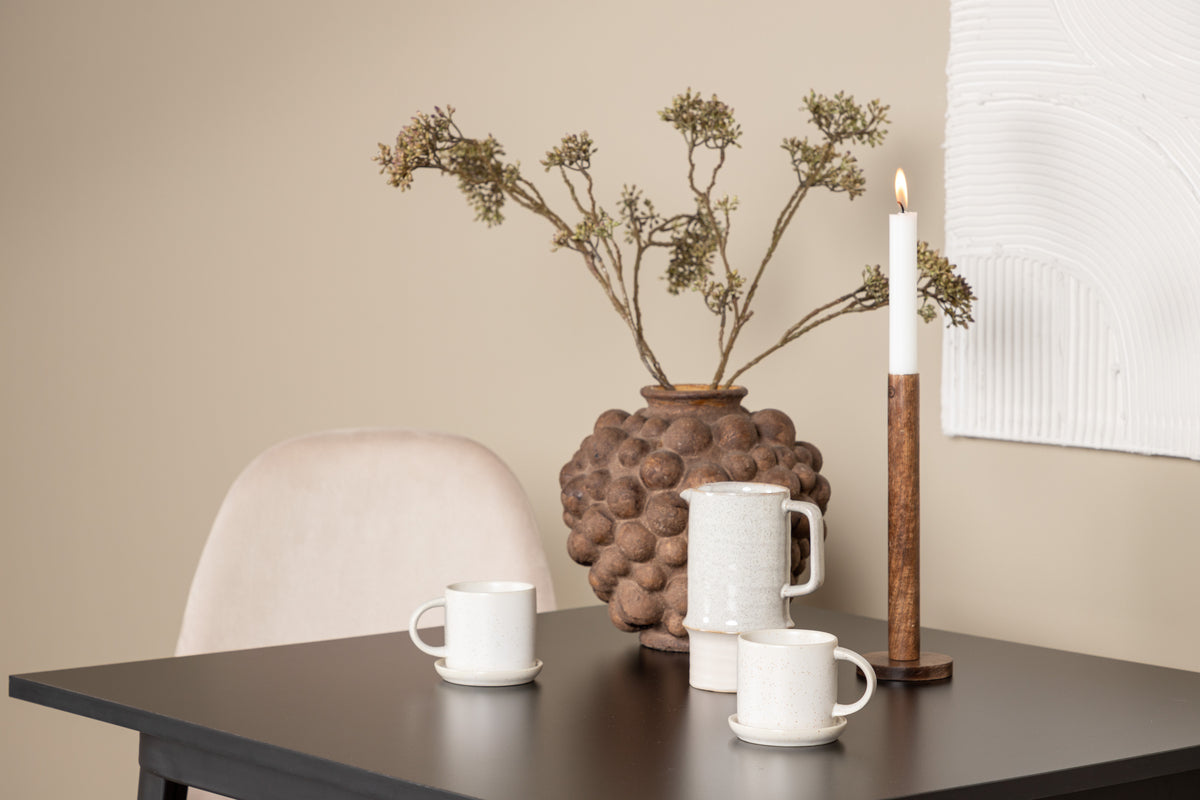 Venture Design Polar & Tempe Matstolar 2-pack Beige + Rektangulära Matbord 80 x 80 Svart