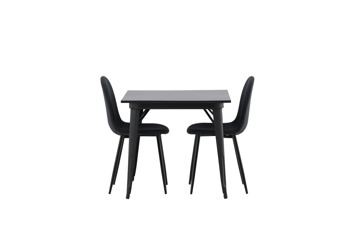 Venture Design Polar & Tempe Matstolar 2-pack Svart + Rektangulära Matbord 80 x 80 Svart