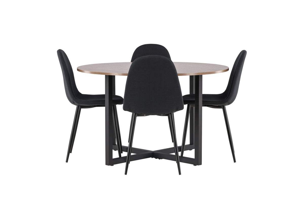 Venture Design Polar & Durango Matstolar 2-pack Svart + Runda Matbord ⌀120 Valnöt