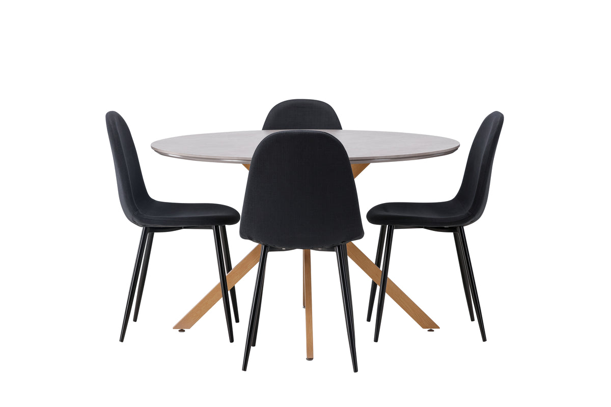 Venture Design Polar & Piazza Matstolar 2-pack Svart + Runda Matbord ⌀120 Grå
