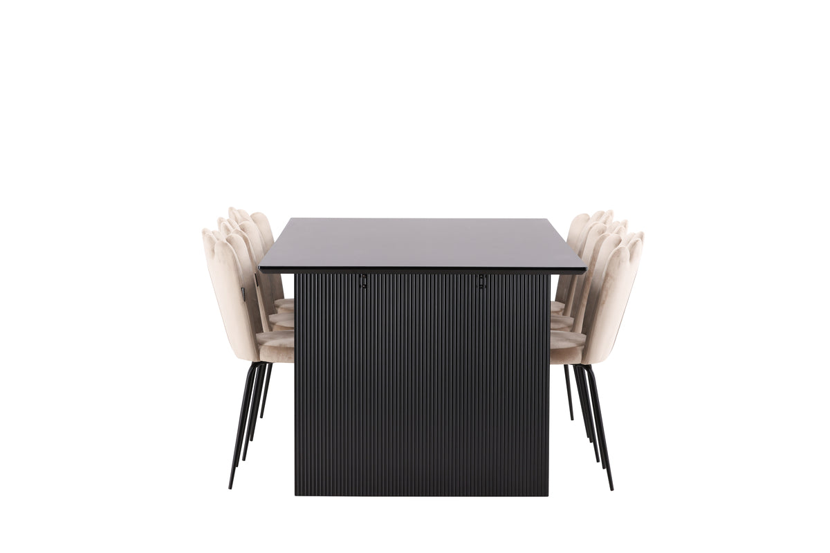 Venture Design Limhamn & Vail Matstolar 2-pack Beige + Rektangulära Matbord 200 x 100 Svart
