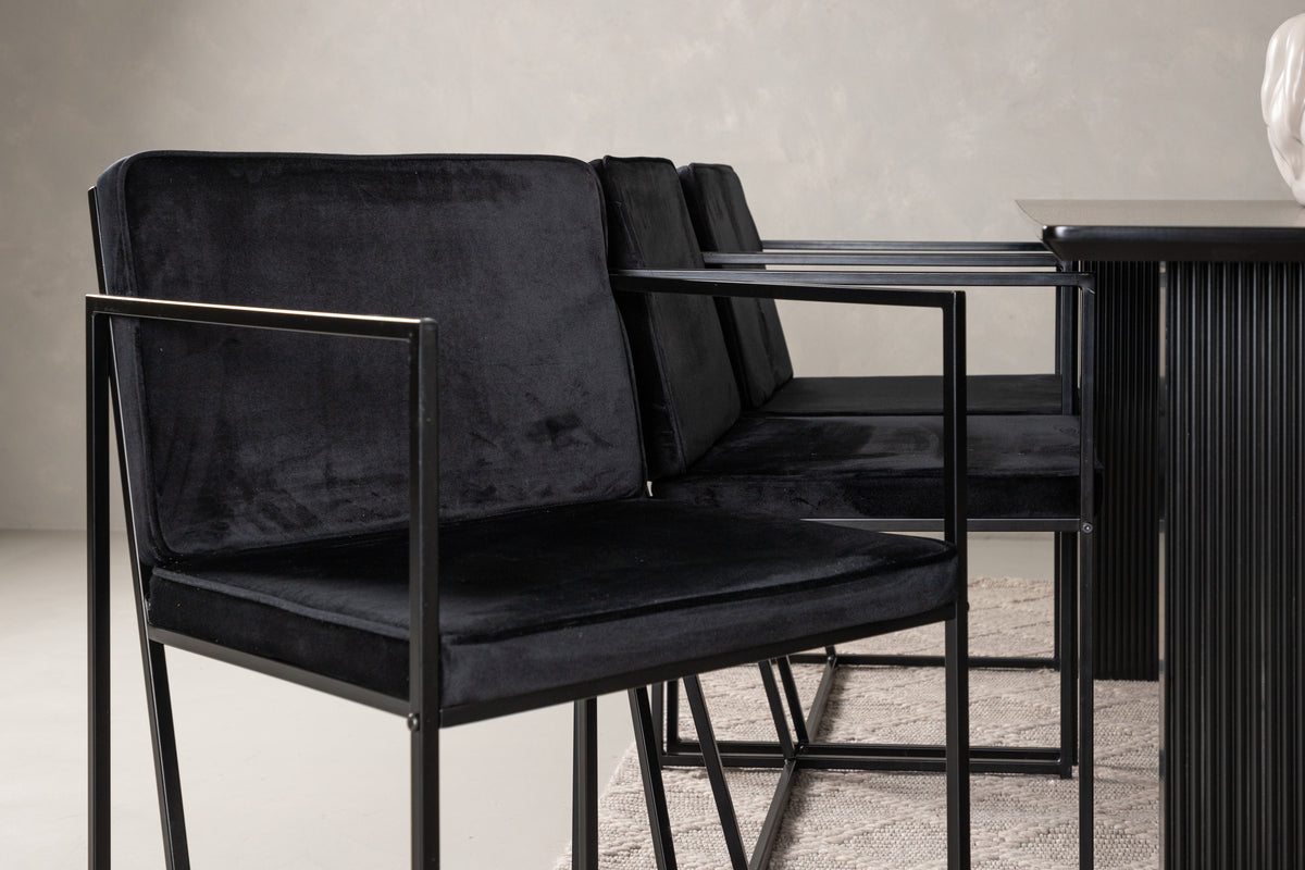 Venture Design Richmond & Vail Matstolar 2-pack Svart + Rektangulära Matbord 200 x 100 Svart