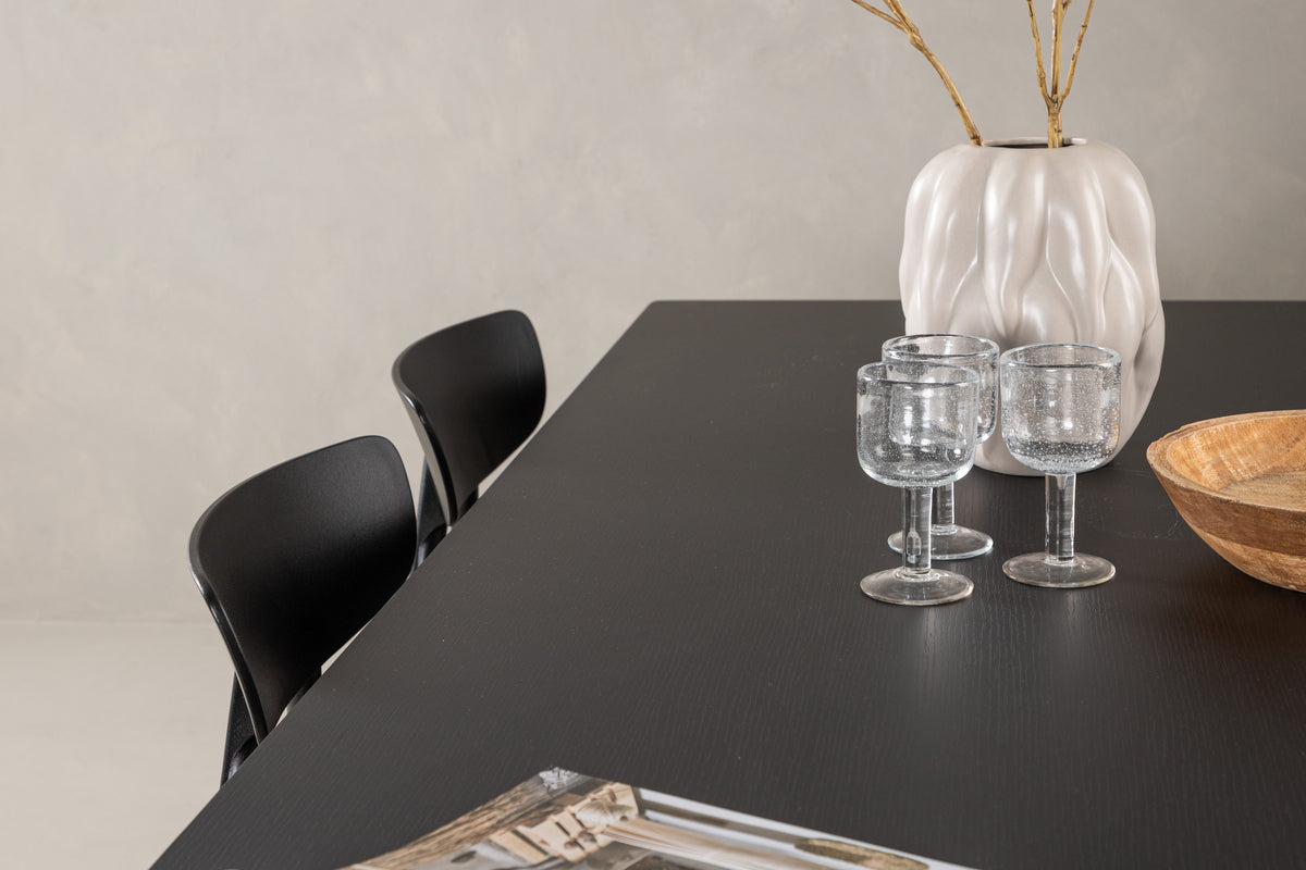Venture Design Ursholmen & Vail Matstolar 2-pack Svart + Rektangulära Matbord 200 x 100 Svart