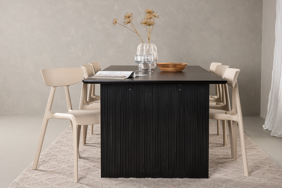 Venture Design Ursholmen & Vail Matstolar 2-pack Beige + Rektangulära Matbord 200 x 100 Svart
