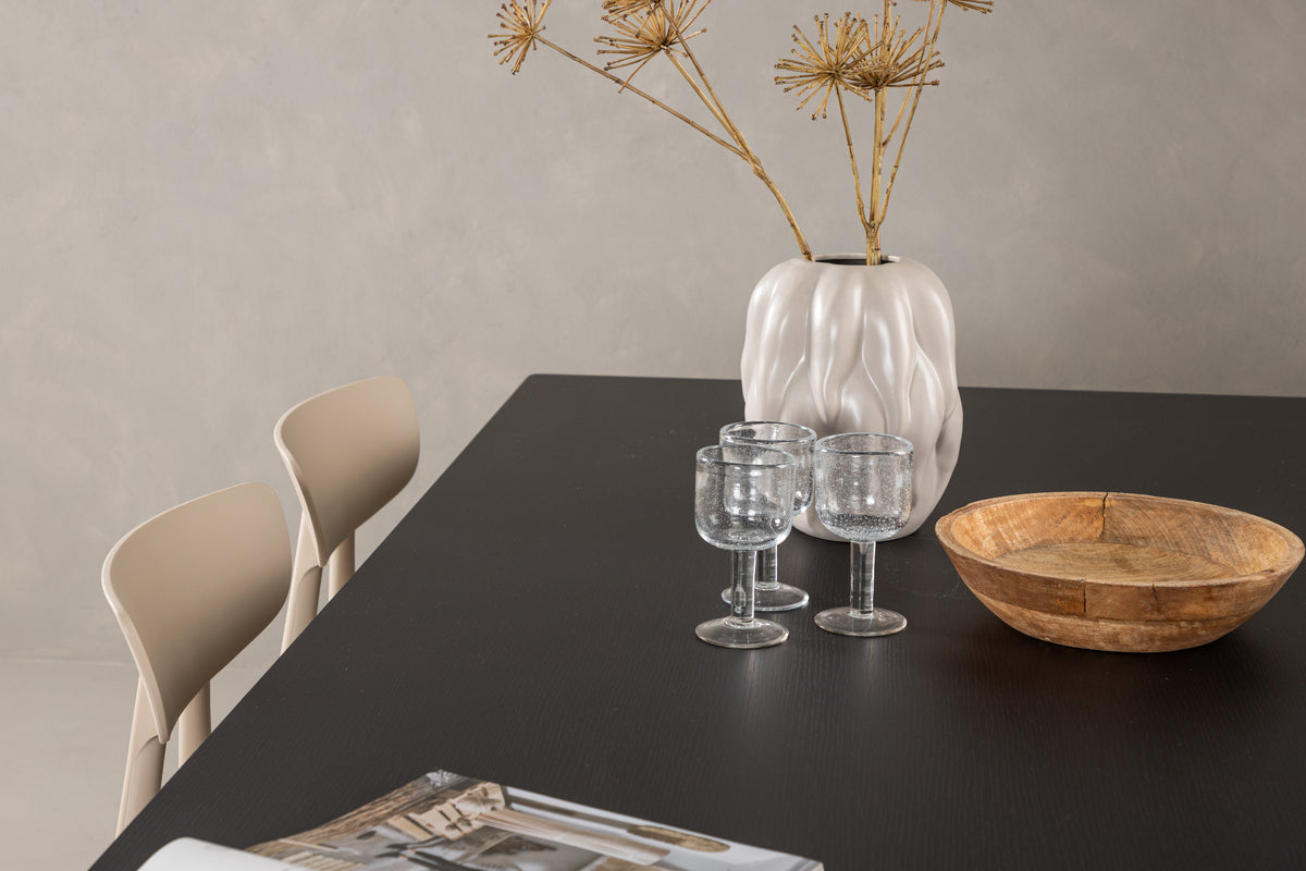 Venture Design Ursholmen & Vail Matstolar 2-pack Beige + Rektangulära Matbord 200 x 100 Svart