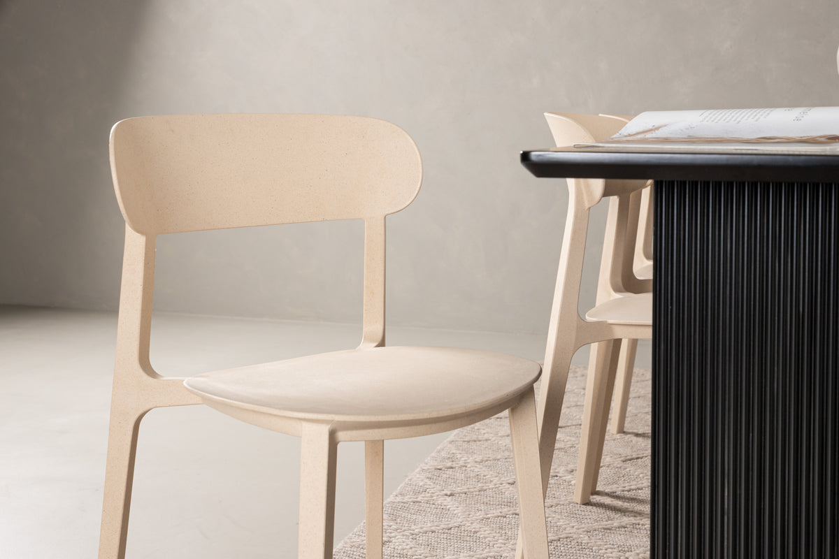 Venture Design Åstol & Vail Matstolar 2-pack Beige + Rektangulära Matbord 200 x 100 Svart