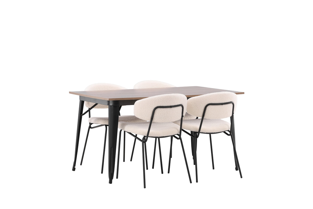 Venture Design Chico & Tempe Matstolar 2-pack Vit + Rektangulära Matbord 140 x 80 Valnöt