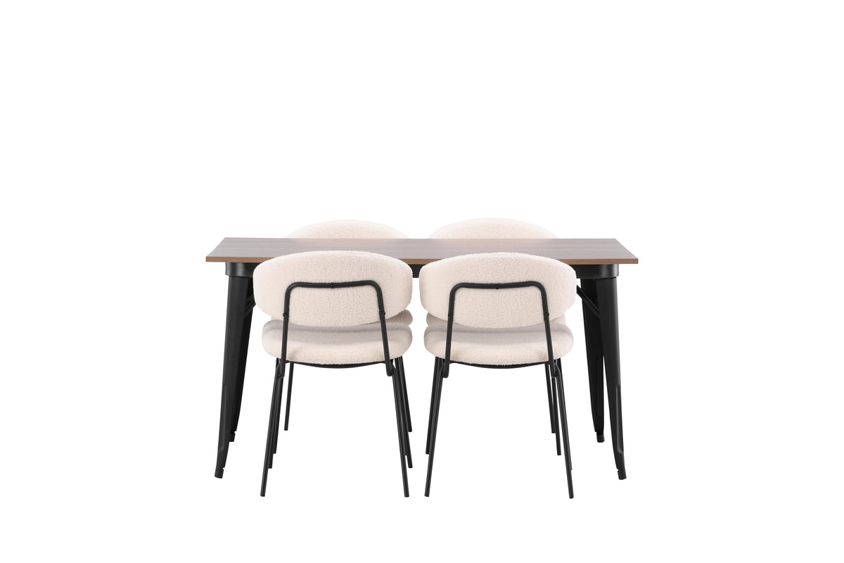 Venture Design Chico & Tempe Matstolar 2-pack Vit + Rektangulära Matbord 140 x 80 Valnöt