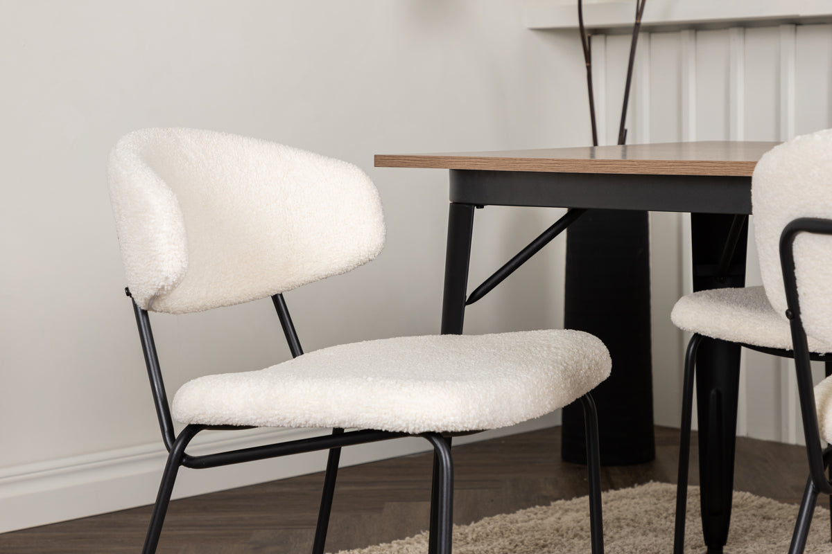 Venture Design Chico & Tempe Matstolar 2-pack Vit + Rektangulära Matbord 140 x 80 Valnöt