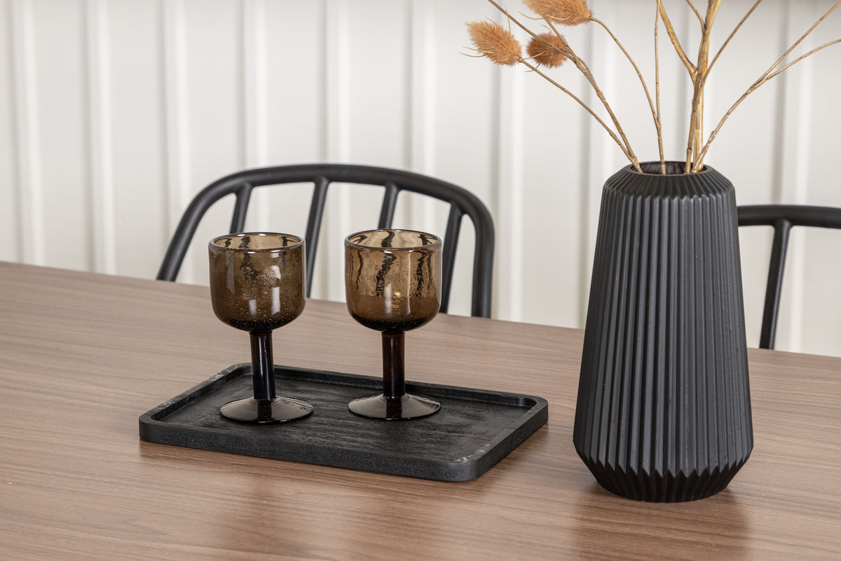 Venture Design Tempe & Dyrön Rektangulära Matbord 140 x 80 Valnöt + Matstolar 2-pack Svart