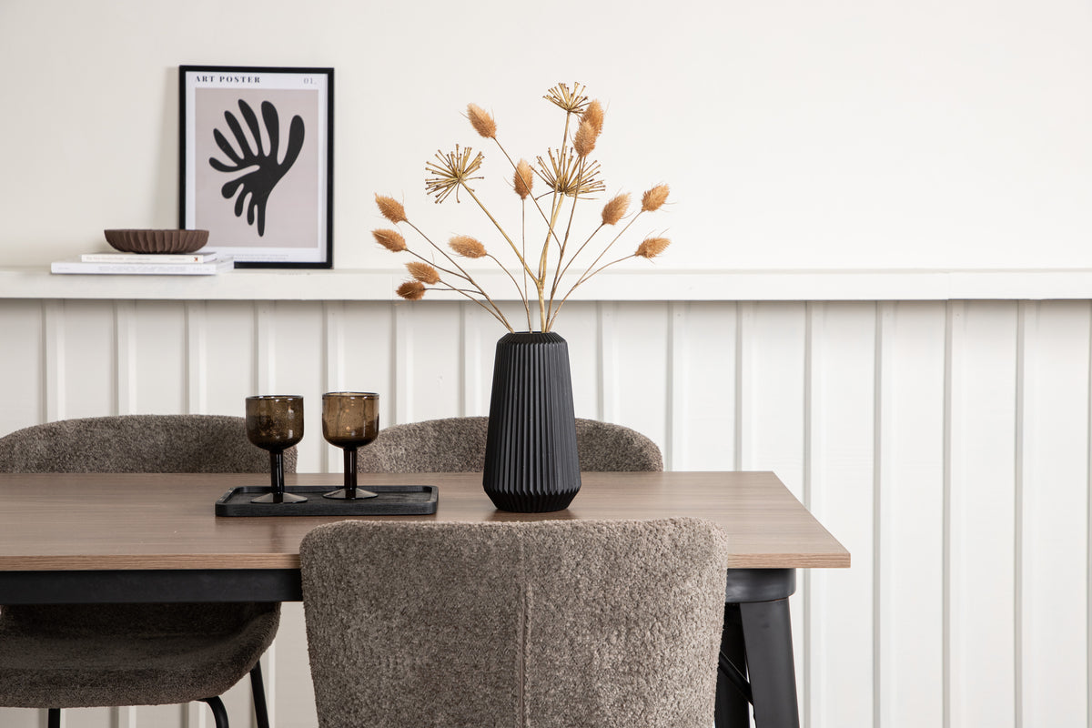 Venture Design Tempe & Modesto Rektangulära Matbord 140 x 80 Valnöt + Matstolar 2-pack Beige